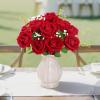 Lifewit 12 Pcs White Artificial Roses Flowers in Bulk, Fake Long Stem Silk Roses for DIY Wedding Bouquets, Centerpieces Arrangements, Valentine Decorations(Red)