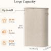Lifewit 65L Slim Laundry Basket with Lid, Narrow Large Laundry Hamper with Plastic Handles and Removable Bag, Tall Foldable Dirty Clothes Hampers for Laundry Room, Bedroom, Bathroom, Dorm, Pink(Beige)