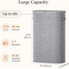 Lifewit 65L Slim Laundry Basket with Lid, Narrow Large Laundry Hamper with Plastic Handles and Removable Bag, Tall Foldable Dirty Clothes Hampers for Laundry Room, Bedroom, Bathroom, Dorm, Pink(Gray)