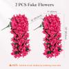 Lifewit Artificial Bougainvillea Flowers, 2 PCS Plastic Long Trailing Vines Fake Flowers for Outdoor Indoor Garden Porch Patio Balcony Decor, UV Resistant, Hot Pink(Hot Pink)