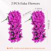 Lifewit Artificial Bougainvillea Flowers, 2 PCS Plastic Long Trailing Vines Fake Flowers for Outdoor Indoor Garden Porch Patio Balcony Decor, UV Resistant, Hot Pink(Purple)
