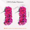 Lifewit Artificial Bougainvillea Flowers, 2 PCS Plastic Long Trailing Vines Fake Flowers for Outdoor Indoor Garden Porch Patio Balcony Decor, UV Resistant, Hot Pink(Purple & Hot Pink)