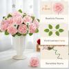 Lifewit Artificial Flowers, 25 Pcs Dark Red Foam Real Looking Roses with Stems, Fake Roses for DIY Wedding Bouquets, Centerpieces Arrangements, Valentine Decorations(Blush)
