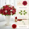 Lifewit Artificial Flowers, 25 Pcs Dark Red Foam Real Looking Roses with Stems, Fake Roses for DIY Wedding Bouquets, Centerpieces Arrangements, Valentine Decorations(Dark Red)