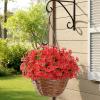Lifewit Artificial Flowers for Outdoors, 24 Bundles Plastic Fake Flowers Daisy for Home Garden Decor, Faux Plants for Spring Summer Porch, Window Box, Vase Decoration(6 Mix Color)(Red)