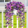 Lifewit Artificial Hanging Daisy Flowers, UV Resistant Plastic Fake Flowers for Outdoor Indoor Garden Porch Patio Balcony Decor, 2 Upright Stems + 2 Hanging Vines Combo, Double Purple(6 Pcs)
