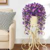 Lifewit Artificial Hanging Daisy Flowers, UV Resistant Plastic Fake Flowers for Outdoor Indoor Garden Porch Patio Balcony Decor, 2 Upright Stems + 2 Hanging Vines Combo, Double Purple(6 Pcs)