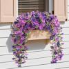 Lifewit Artificial Hanging Daisy Flowers, UV Resistant Plastic Fake Flowers for Outdoor Indoor Garden Porch Patio Balcony Decor, 2 Upright Stems + 2 Hanging Vines Combo, Double Purple(4 Pcs)