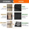 Lifewit Magnetic Drawer Knife Organizers Insert, Kitchen Plastic In Drawer Knife Block Slots, Steak Chefs Knives Holder Storage Sets for 12 Knives and 1 Sharpening Steel, Large, Black(Black)