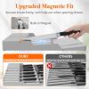 Lifewit Magnetic Drawer Knife Organizers Insert, Kitchen Plastic In Drawer Knife Block Slots, Steak Chefs Knives Holder Storage Sets for 12 Knives and 1 Sharpening Steel, Large, Black(Gray)