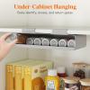 Lifewit Under Cabinet Spice Rack Organizer with 7 Jars, Lables, Under Shelf, Easy Refilling with Silicone Funnel,Seasoning Organizer for Kitchen Storage Solution, Gray