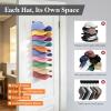 Lifewit Wall-Mounted Hat Organizer, 20 Baseball Caps Storage with Elastic Clamp (Each Holds 10), Over-the-Door Hat Rack, Dual Installation with Nails or Adhesive, Closet Cap Holder, Black, 2-Pack(2)