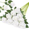 Lifewit 12 Pcs White Artificial Roses Flowers in Bulk, Fake Long Stem Silk Roses for DIY Wedding Bouquets, Centerpieces Arrangements, Valentine Decorations(White)
