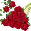 Lifewit 12 Pcs White Artificial Roses Flowers in Bulk, Fake Long Stem Silk Roses for DIY Wedding Bouquets, Centerpieces Arrangements, Valentine Decorations(Red)