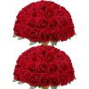 Lifewit 50 Pcs Red Artificial Roses Flowers in Bulk, Fake Long Stem Silk Roses for DIY Wedding Bouquets, Centerpieces Arrangements, Valentine Decorations(Red)