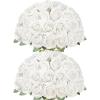 Lifewit 50 Pcs Red Artificial Roses Flowers in Bulk, Fake Long Stem Silk Roses for DIY Wedding Bouquets, Centerpieces Arrangements, Valentine Decorations(White)