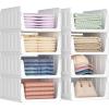 Lifewit 6 Pack Stackable Closet Organizers and Storage Basket for Clothes, Plastic Sweater Storage Bins for Wardrobe, Multifunctional Pants Organizer for RV, Pantry, Kitchen, Dorm, 32 cm/12.6 inch(L)(8)