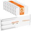 Lifewit 6″ Tall 5 Pack Drawer Dividers, 30-47cm/11.5-18.5″ Expandable Drawer Divider for Clothes, Adjustable Dresser Drawer Organizers, Drawers Separators for Dresser/Bathroom/Closet/Kitchen White(8)