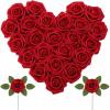 Lifewit Artificial Flowers, 25 Pcs Dark Red Foam Real Looking Roses with Stems, Fake Roses for DIY Wedding Bouquets, Centerpieces Arrangements, Valentine Decorations(Dark Red)
