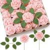 Lifewit Artificial Flowers, 25 Pcs Dark Red Foam Real Looking Roses with Stems, Fake Roses for DIY Wedding Bouquets, Centerpieces Arrangements, Valentine Decorations(Blush)