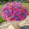 Lifewit Artificial Flowers for Outdoors, 24 Bundles Plastic Fake Flowers Daisy for Home Garden Decor, Faux Plants for Spring Summer Porch, Window Box, Vase Decoration(6 Mix Color)(Fuchsia & Purple)