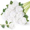 Lifewit Classic Red Artificial Roses Flowers, Faux Long Stem Silk Roses Bulky for DIY Wedding Bouquets Decoration, Centerpieces Arrangements, Velentine,12 Pcs(White)