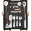 Lifewit Silverware Drawer Organizer, Expandable Utensil Tray for Kitchen, BPA Free Flatware and Cutlery Holder, Adjustable Plastic Storage for Spoons Forks Knives, 4-7 Slots, Black(Black)