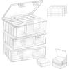 Lifewit Small Bead Organizers with Anti-Tipping Divided Base, 32 Pieces Plastic Craft Storage Box with Hinged Lid and Labels, Mini Clear Sorting Case for Jewelry, Diamonds, Bracelets, Seeds, Screws(3)