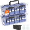 Lifewit Trading Card Storage, Index Card Holder, Reinforced Latch Box with 8 Adjustable Dividers, Writable Labels, Stackable Case Fit for MTG Sports Cards up to 900 Unsleeve(180 with Toploader), 2 PCS(2)