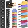 Lifewit Wall-Mounted Hat Organizer, 20 Baseball Caps Storage with Elastic Clamp (Each Holds 10), Over-the-Door Hat Rack, Dual Installation with Nails or Adhesive, Closet Cap Holder, Black, 2-Pack(2)