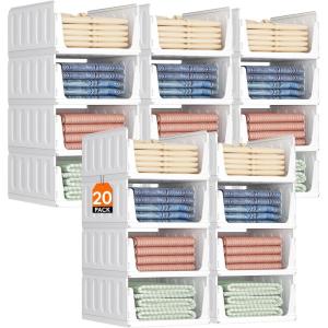 Lifewit 6 Pack Stackable Closet Organizers and Storage Basket for Clothes, Plastic Sweater Storage Bins for Wardrobe, Multifunctional Pants Organizer for RV, Pantry, Kitchen, Dorm, 32 cm/12.6 inch(L)(20)