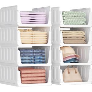 Lifewit 6 Pack Stackable Closet Organizers and Storage Basket for Clothes, Plastic Sweater Storage Bins for Wardrobe, Multifunctional Pants Organizer for RV, Pantry, Kitchen, Dorm, 32 cm/12.6 inch(L)(8)