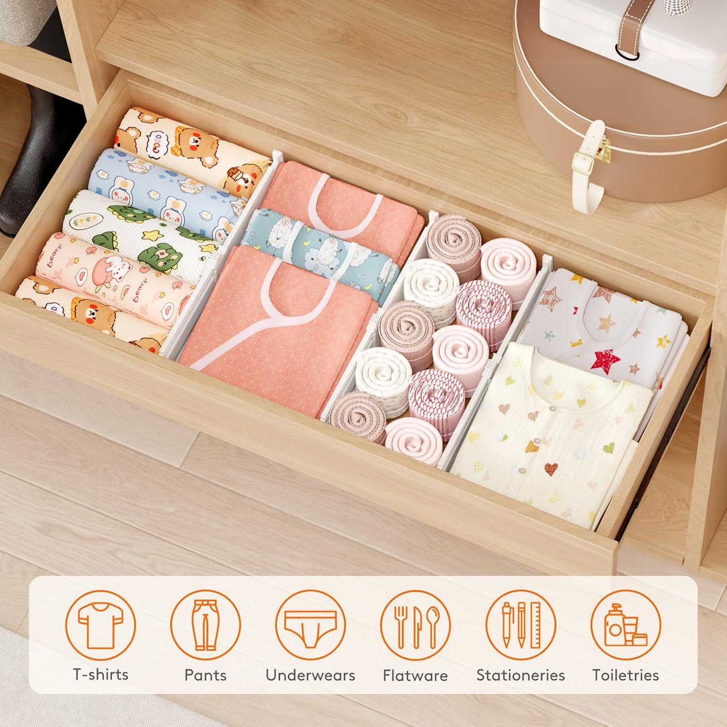 image:imageLifewit 5 Tall 4 Pack Drawer Dividers 3047cm115185 Expandable Drawer Divider for Clothes Adjustable Dresser Drawer Organizers Drawers Separators for DresserBathroomClosetKitchen White16