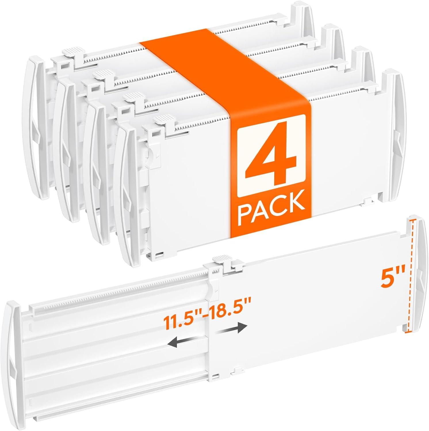 image:imageLifewit 5 Tall 4 Pack Drawer Dividers 3047cm115185 Expandable Drawer Divider for Clothes Adjustable Dresser Drawer Organizers Drawers Separators for DresserBathroomClosetKitchen White4