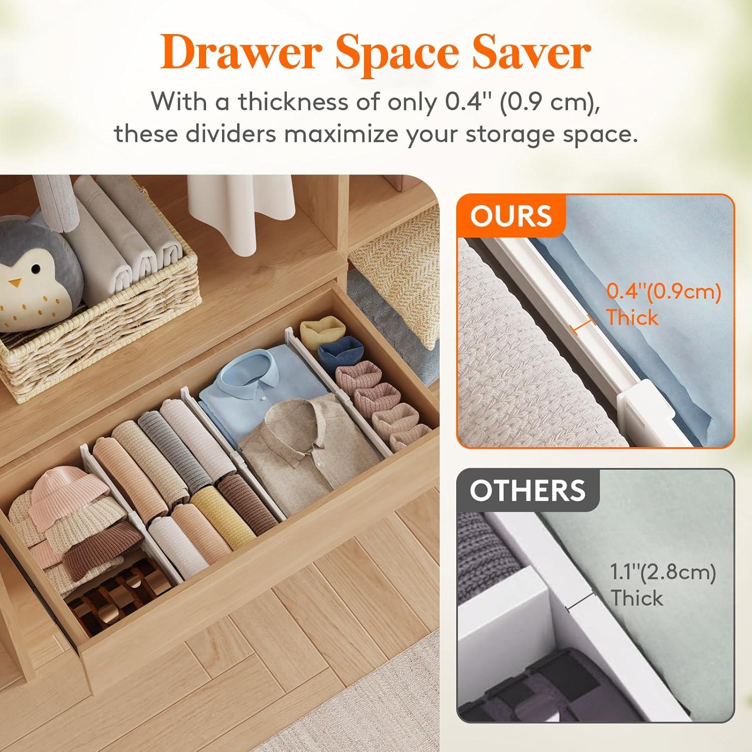 image:imageLifewit 5 Tall 4 Pack Drawer Dividers 3047cm115185 Expandable Drawer Divider for Clothes Adjustable Dresser Drawer Organizers Drawers Separators for DresserBathroomClosetKitchen White14