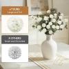 Lifewit Beige Artificial Flower for Vase, 10 Pcs Faux Silk Mums Ball with Long Stems and 2 Pcs Eucalyptus Stems for Home Decor, Fake Small Kiku for Floral Arrangement, Pom Pom for Centerpieces(White)