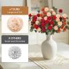 Lifewit Beige Artificial Flower for Vase, 10 Pcs Faux Silk Mums Ball with Long Stems and 2 Pcs Eucalyptus Stems for Home Decor, Fake Small Kiku for Floral Arrangement, Pom Pom for Centerpieces(Mix Orange)