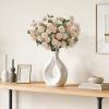 Lifewit Beige Artificial Flower for Vase, 10 Pcs Faux Silk Mums Ball with Long Stems and 2 Pcs Eucalyptus Stems for Home Decor, Fake Small Kiku for Floral Arrangement, Pom Pom for Centerpieces(Beige)
