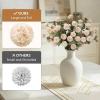 Lifewit Beige Artificial Flower for Vase, 10 Pcs Faux Silk Mums Ball with Long Stems and 2 Pcs Eucalyptus Stems for Home Decor, Fake Small Kiku for Floral Arrangement, Pom Pom for Centerpieces(Beige)