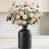 Lifewit Beige Artificial Flower for Vase, 10 Pcs Faux Silk Mums Ball with Long Stems and 2 Pcs Eucalyptus Stems for Home Decor, Fake Small Kiku for Floral Arrangement, Pom Pom for Centerpieces(Beige)