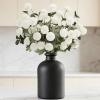 Lifewit Beige Artificial Flower for Vase, 10 Pcs Faux Silk Mums Ball with Long Stems and 2 Pcs Eucalyptus Stems for Home Decor, Fake Small Kiku for Floral Arrangement, Pom Pom for Centerpieces(White)