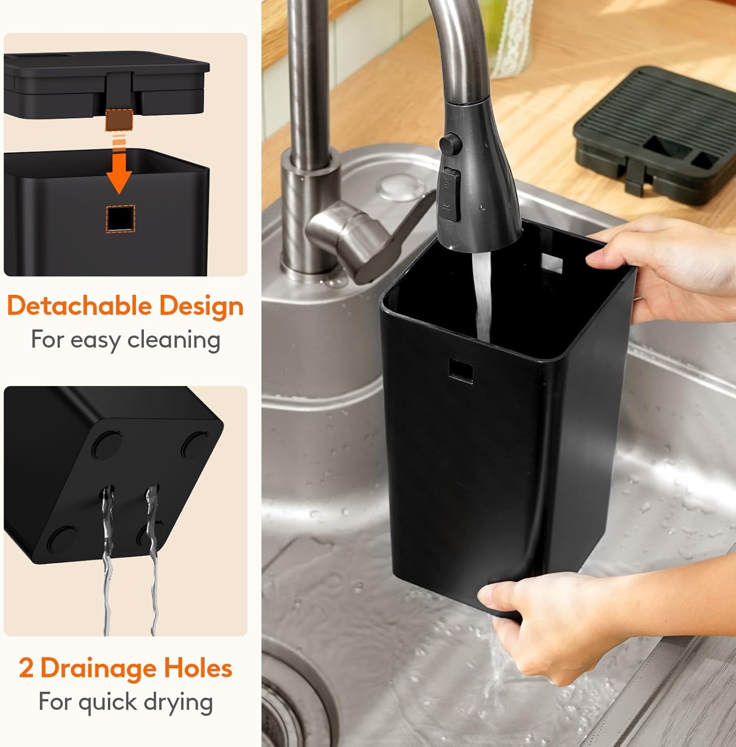 image:imageLifewit Knife Block without Knives Large Plastic Universal Knife Block Holder with Detachable Slots Hold Up to 25 Knives Scissors and Sharpening Rods Kitchen Storage Organizer for Counter Black15 knives