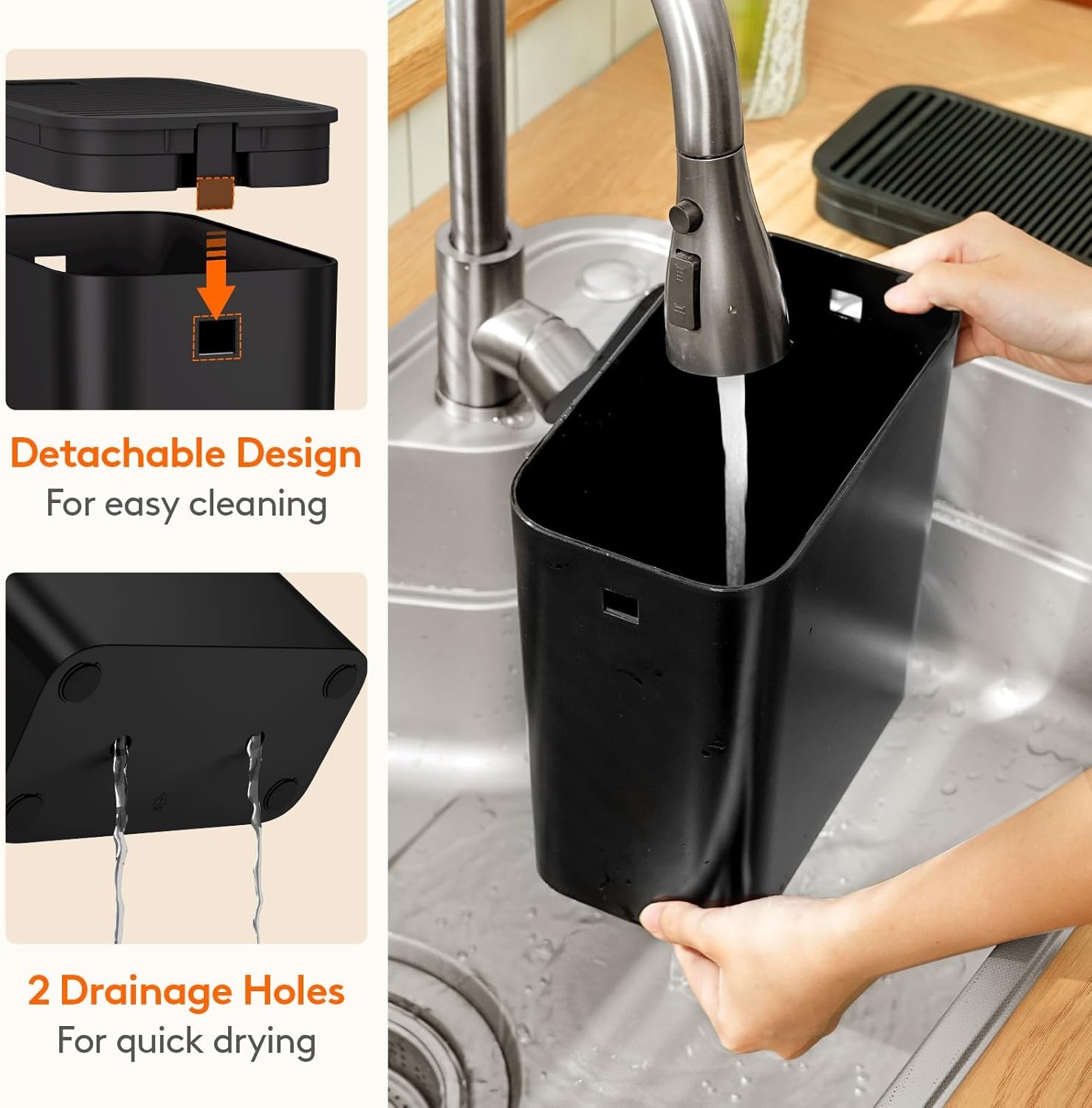image:imageLifewit Knife Block without Knives Large Plastic Universal Knife Block Holder with Detachable Slots Hold Up to 25 Knives Scissors and Sharpening Rods Kitchen Storage Organizer for Counter Black25 knives