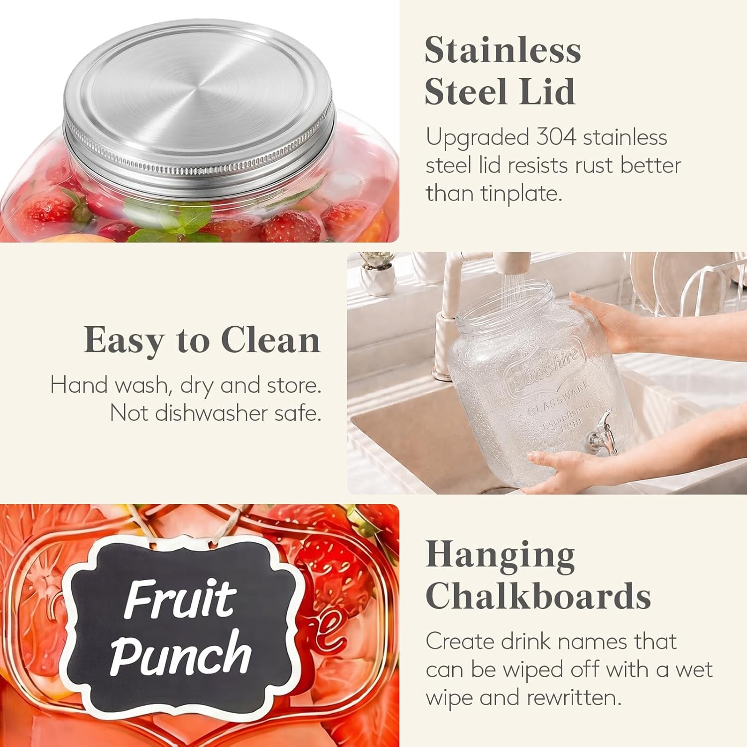 image:imageLifewit 1 Gallon Glass Drink Dispenser for Parties Beverage Container with Stand for JuiceTeaSoda amp Lemonade Water Pitcher with Leakproof Spigot for Mimosa Bar Birthday Wedding Hosting 2 Pcs16 Gallon