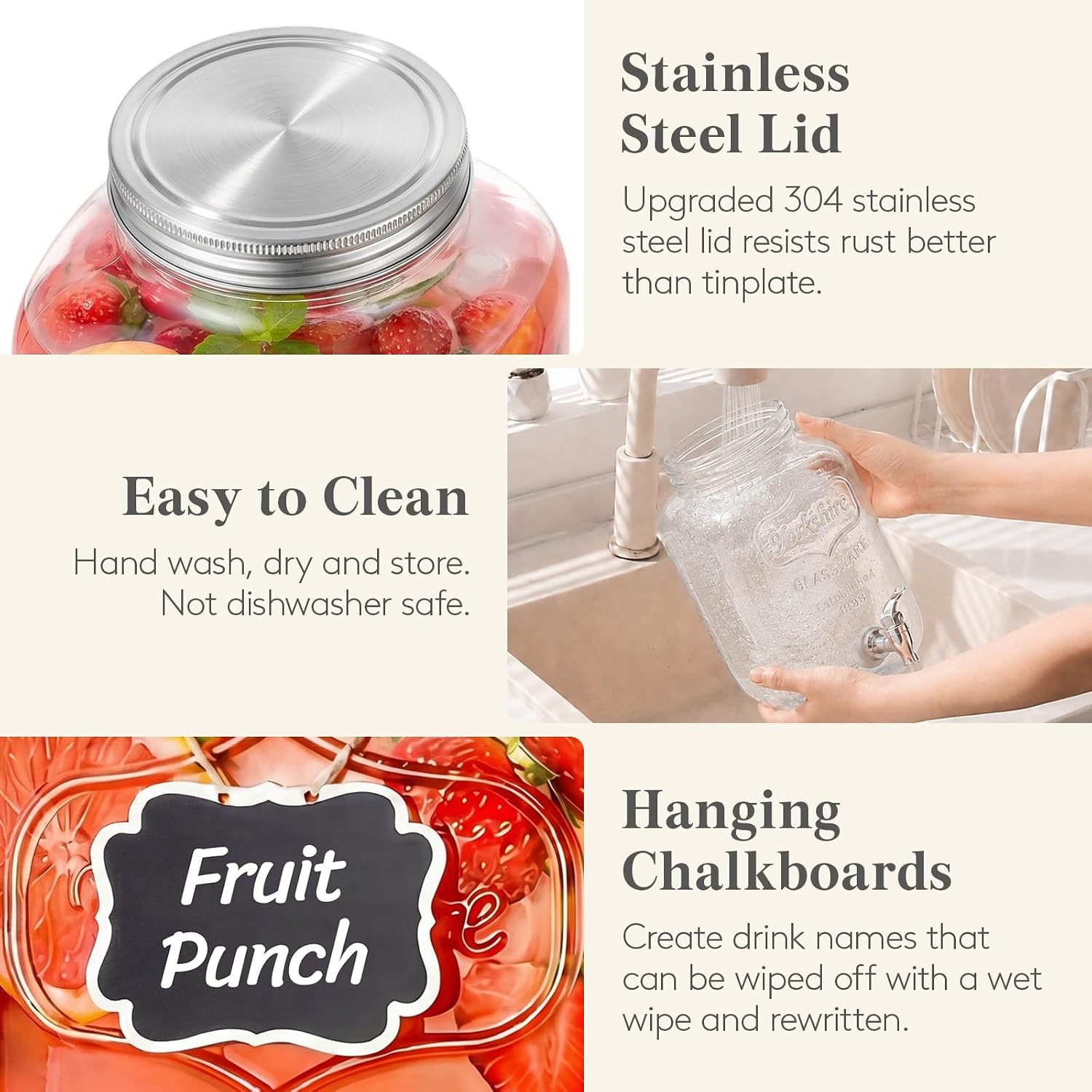 image:imageLifewit 1 Gallon Glass Drink Dispenser for Parties Beverage Container with Stand for JuiceTeaSoda amp Lemonade Water Pitcher with Leakproof Spigot for Mimosa Bar Birthday Wedding Hosting 2 Pcs1 Gallon