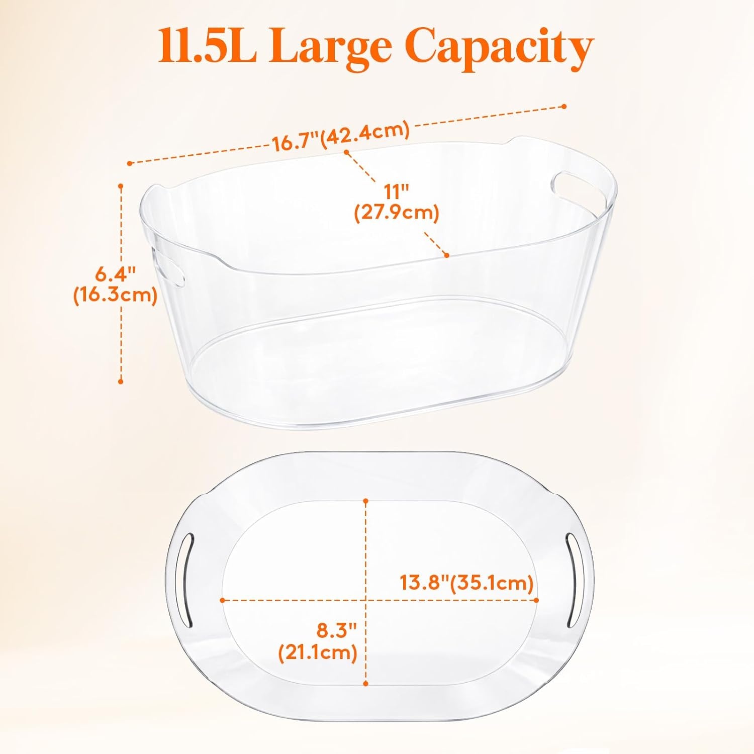 image:imageLifewit 115L Ice Bucket for Parties 2 Pcs Large Portable Drink Bucket for Cocktail Bar Champagne Cooler for BeverageWineBeer Mimosa Bar Supplies Chiller Tub with Scoop 38 x18x20cm15x7x8 inches1