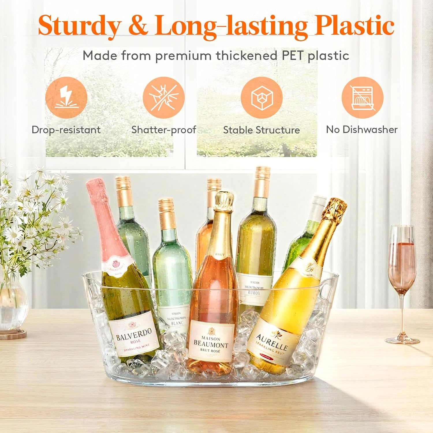 image:imageLifewit 115L Ice Bucket for Parties 2 Pcs Large Portable Drink Bucket for Cocktail Bar Champagne Cooler for BeverageWineBeer Mimosa Bar Supplies Chiller Tub with Scoop 38 x18x20cm15x7x8 inches2