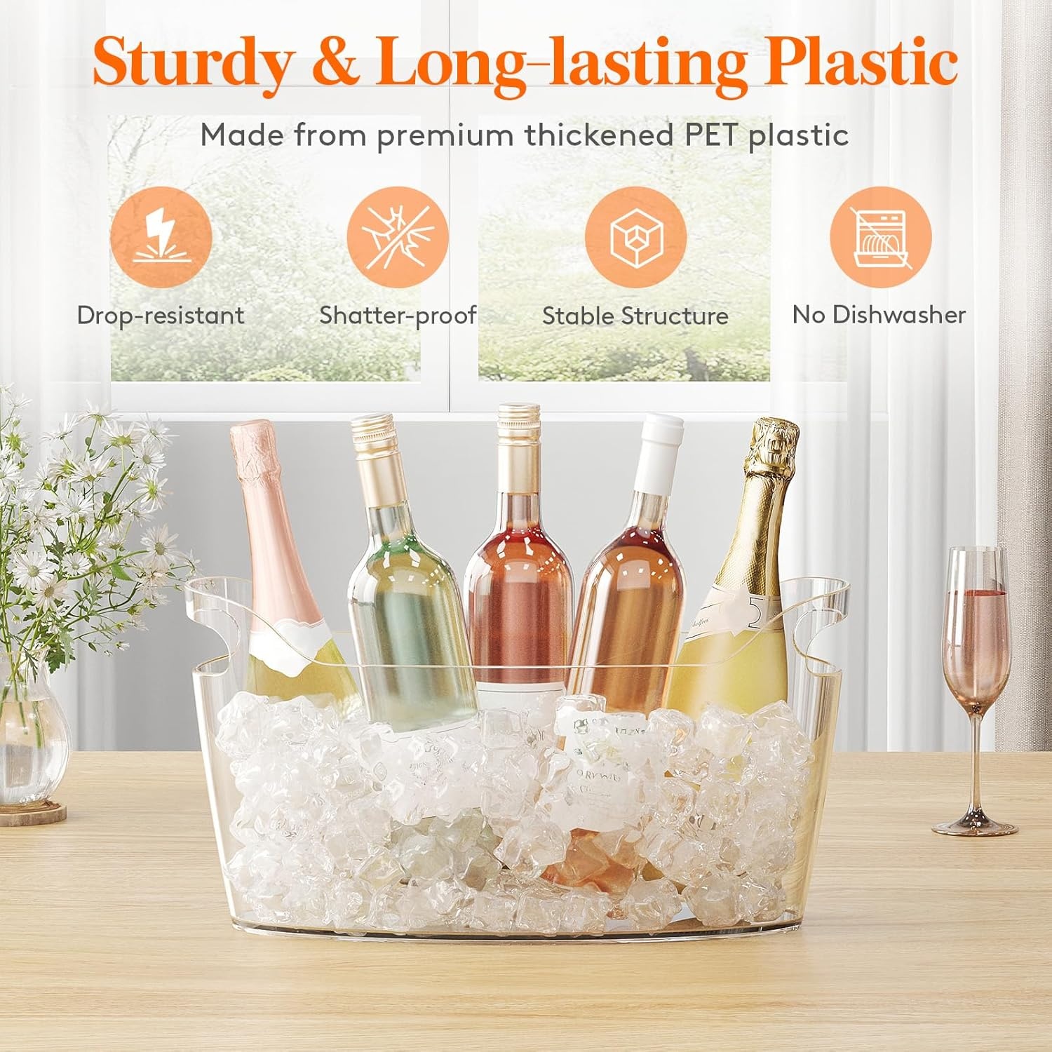 image:imageLifewit 115L Ice Bucket for Parties 2 Pcs Large Portable Drink Bucket for Cocktail Bar Champagne Cooler for BeverageWineBeer Mimosa Bar Supplies Chiller Tub with Scoop 38 x18x20cm15x7x8 inches4