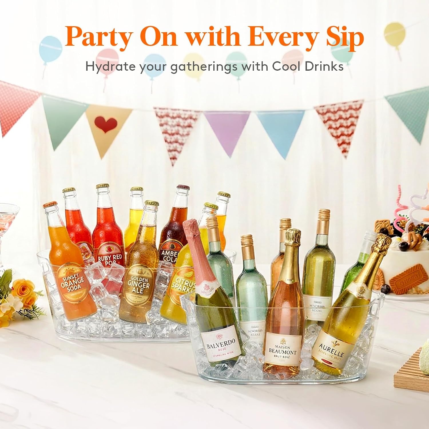 image:imageLifewit 115L Ice Bucket for Parties 2 Pcs Large Portable Drink Bucket for Cocktail Bar Champagne Cooler for BeverageWineBeer Mimosa Bar Supplies Chiller Tub with Scoop 38 x18x20cm15x7x8 inches2