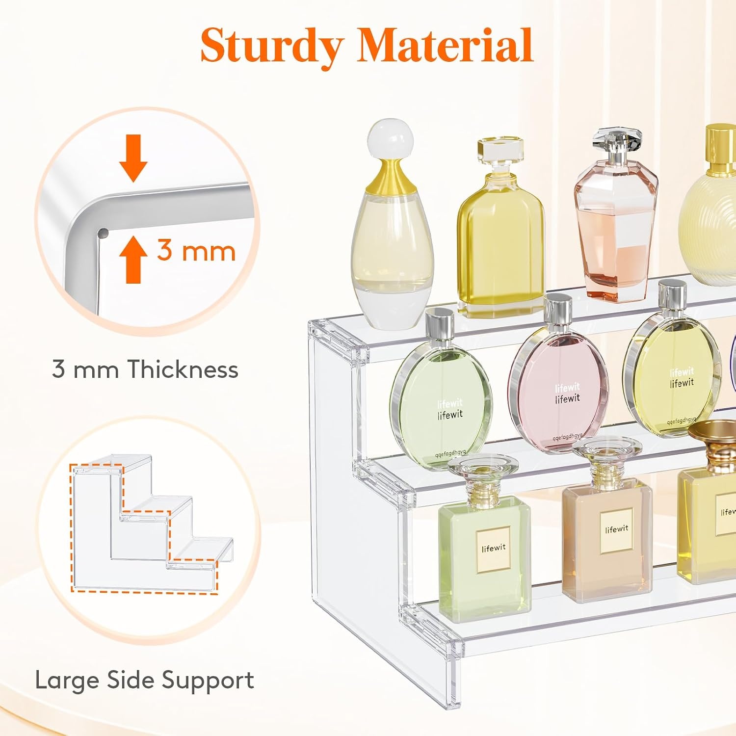 image:imageLifewit Perfume Organizer Cupcake Stand ToolFree Assembly Plastic Display Shelf for VanityRoom Dcor Bedroom Storage Organization 3 Tier 12 Inch 3 Pcs2